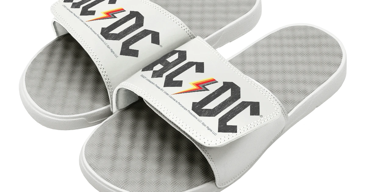 Multi-Colored AC/DC Logo Design Distressed AC/DC Sandals