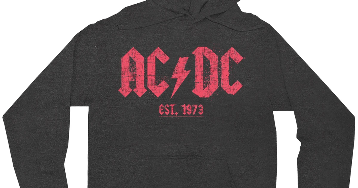 AC/DC Hoodie | Est. 1973 Red Design Distressed Hoodie (Merchbar Exclusive)
