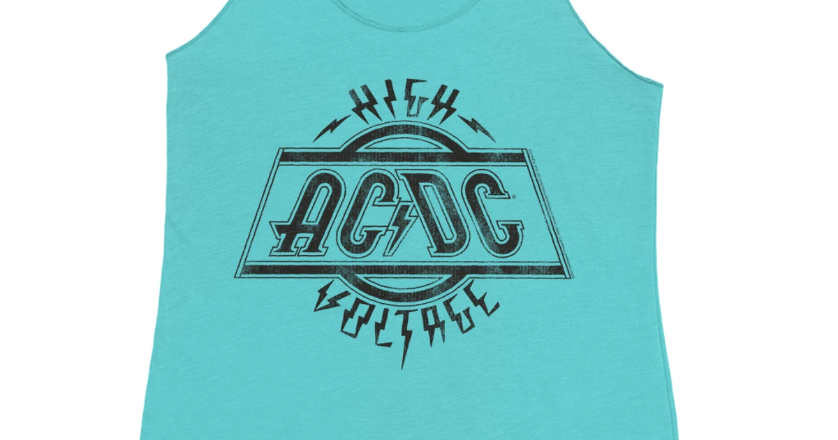 AC/DC Bold Colored Racerback Tank | High Voltage Logo Distressed Shirt