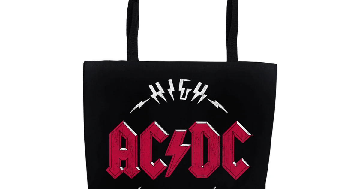 AC/DC Tote Bag | High Voltage Red Logo Distressed Bag (Merchbar Exclusive)
