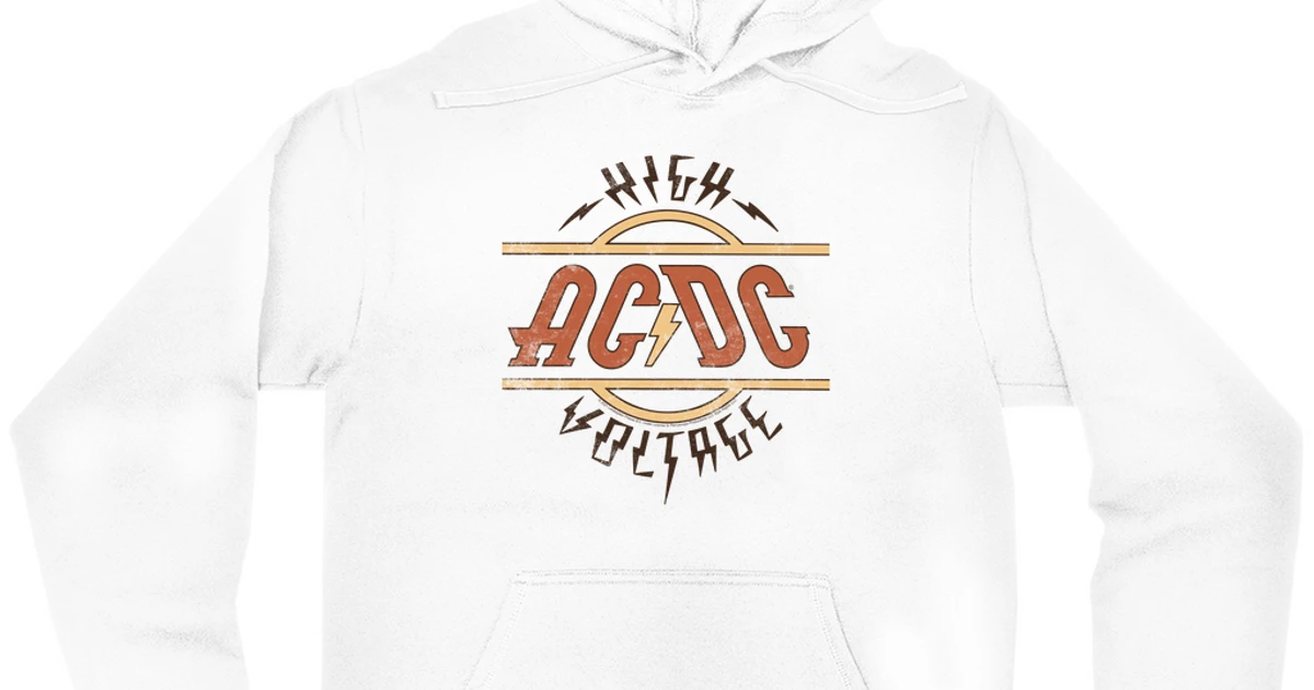 AC/DC Hoodie | Retro Colored High Voltage Design Distressed Hoodie