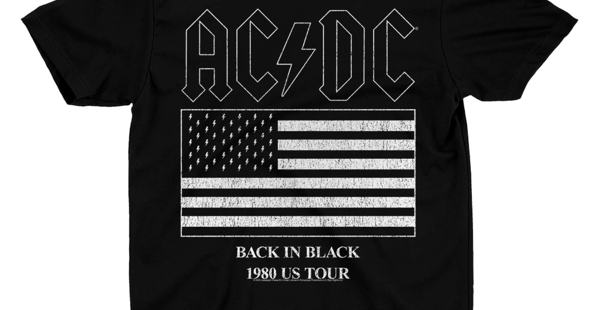 AC/DC T-Shirt | Back In Black Flag Tour 1980 Distressed Shirt