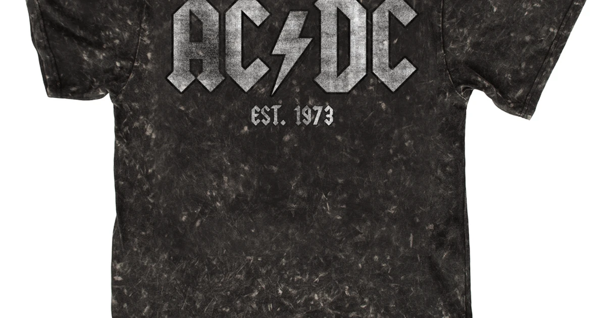 AC/DC T-shirt | Est. 1973 Distressed (Merchbar Exclusive) Mineral Wash ...