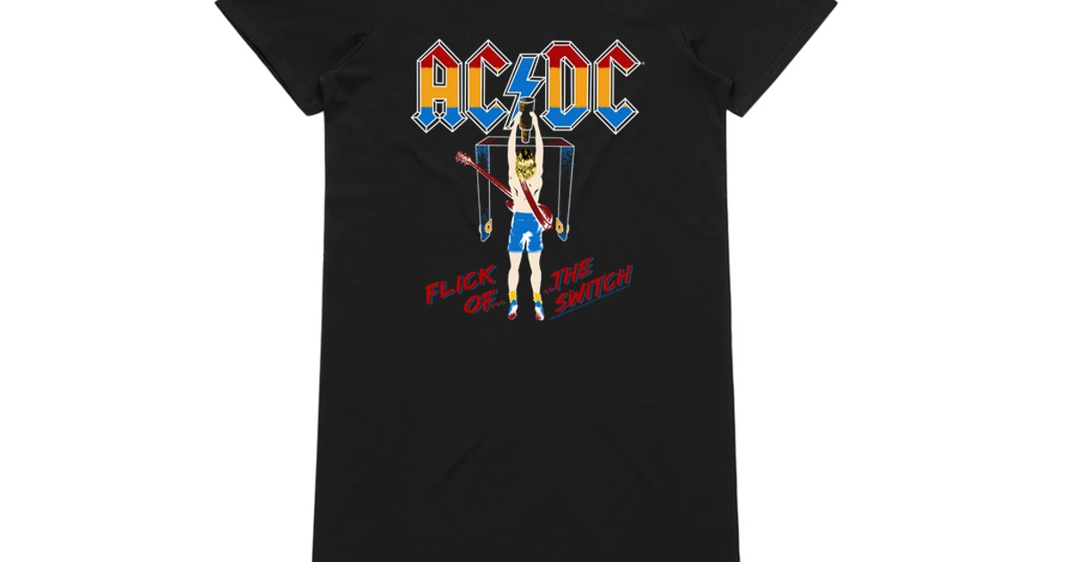 AC/DC Dress | Colorful Flick Of The Switch T-Shirt Dress