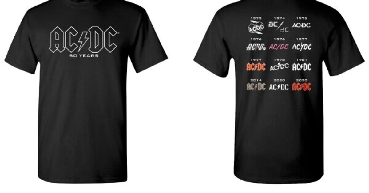 AC/DC 50 Years Of Logos (Choice of Style)