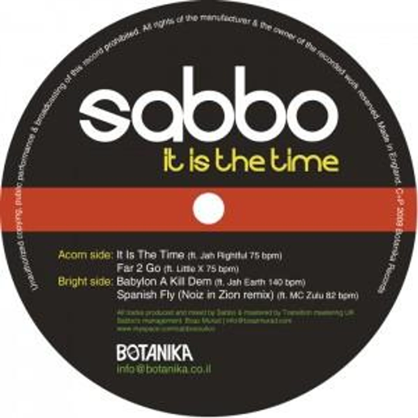 Sabbo IT IS THE TIME EP Vinyl Record - UK Release