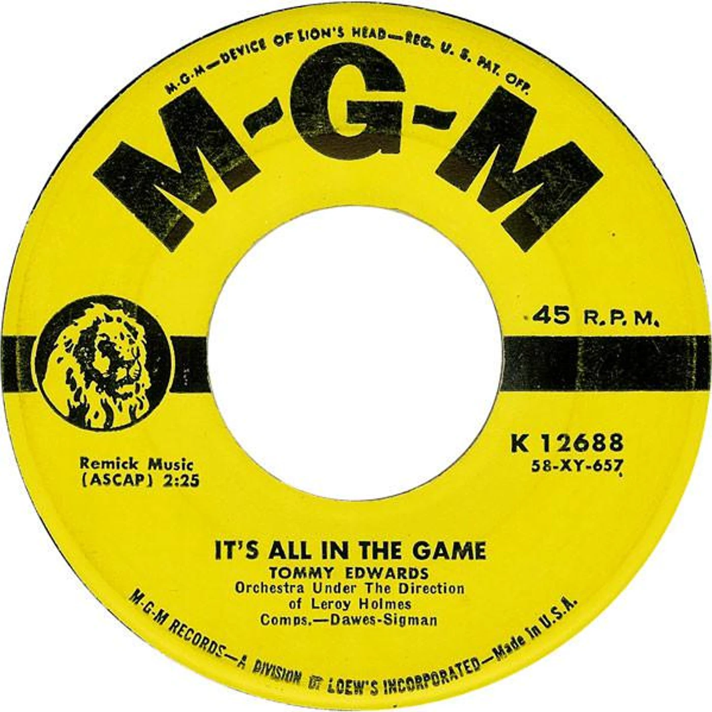 Tommy Edwards IT'S ALL IN THE GAME (Vinyl)