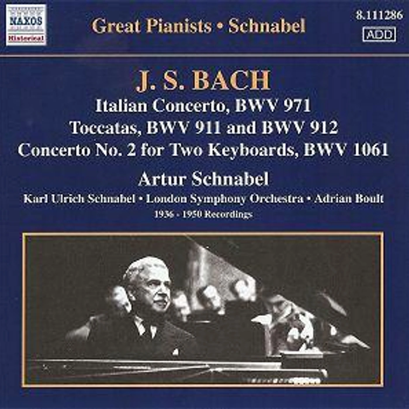 Artur Schnabel ITALIAN CONCERTO; TOCCATAS; CO CD