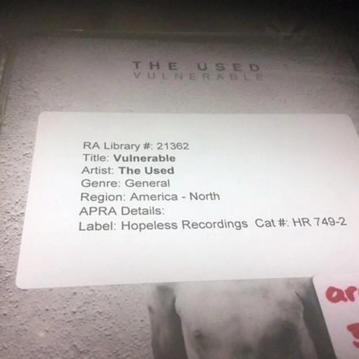 The Used VULNERABLE CD