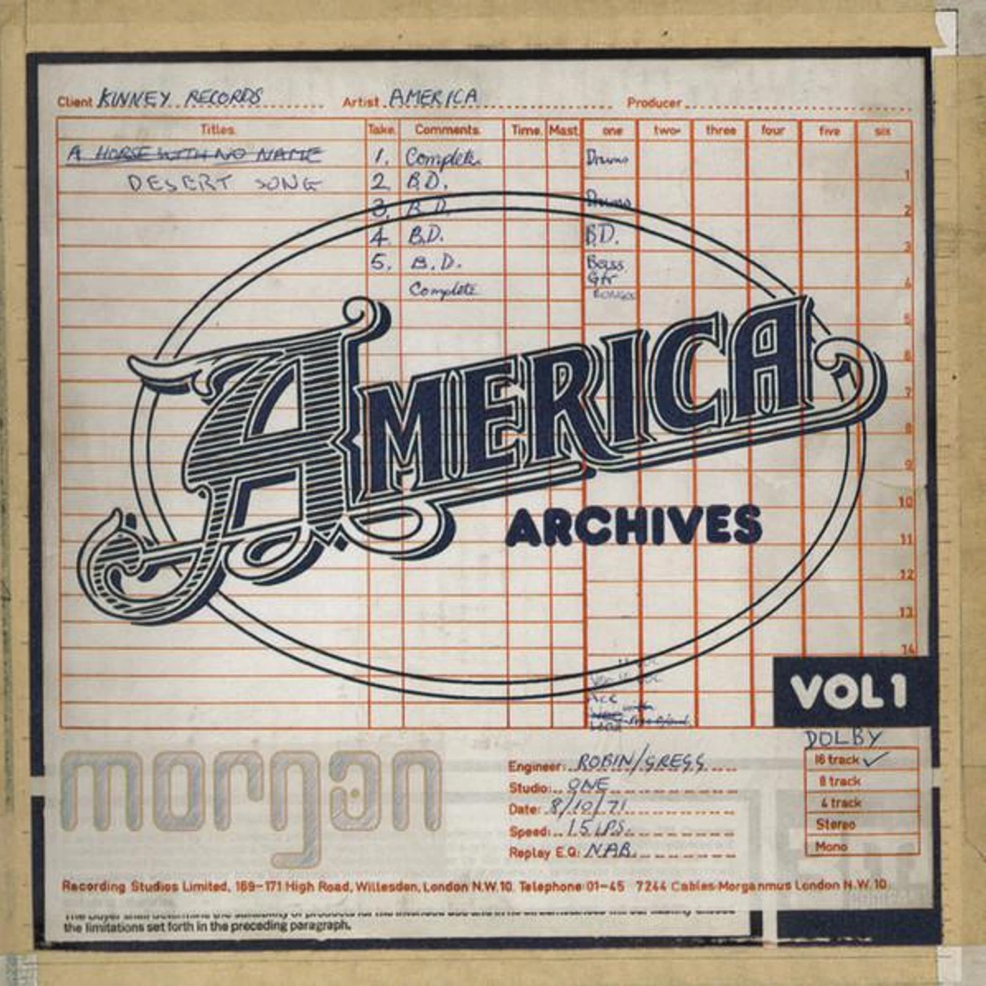 America ARCHIVES VOL 1 CD
