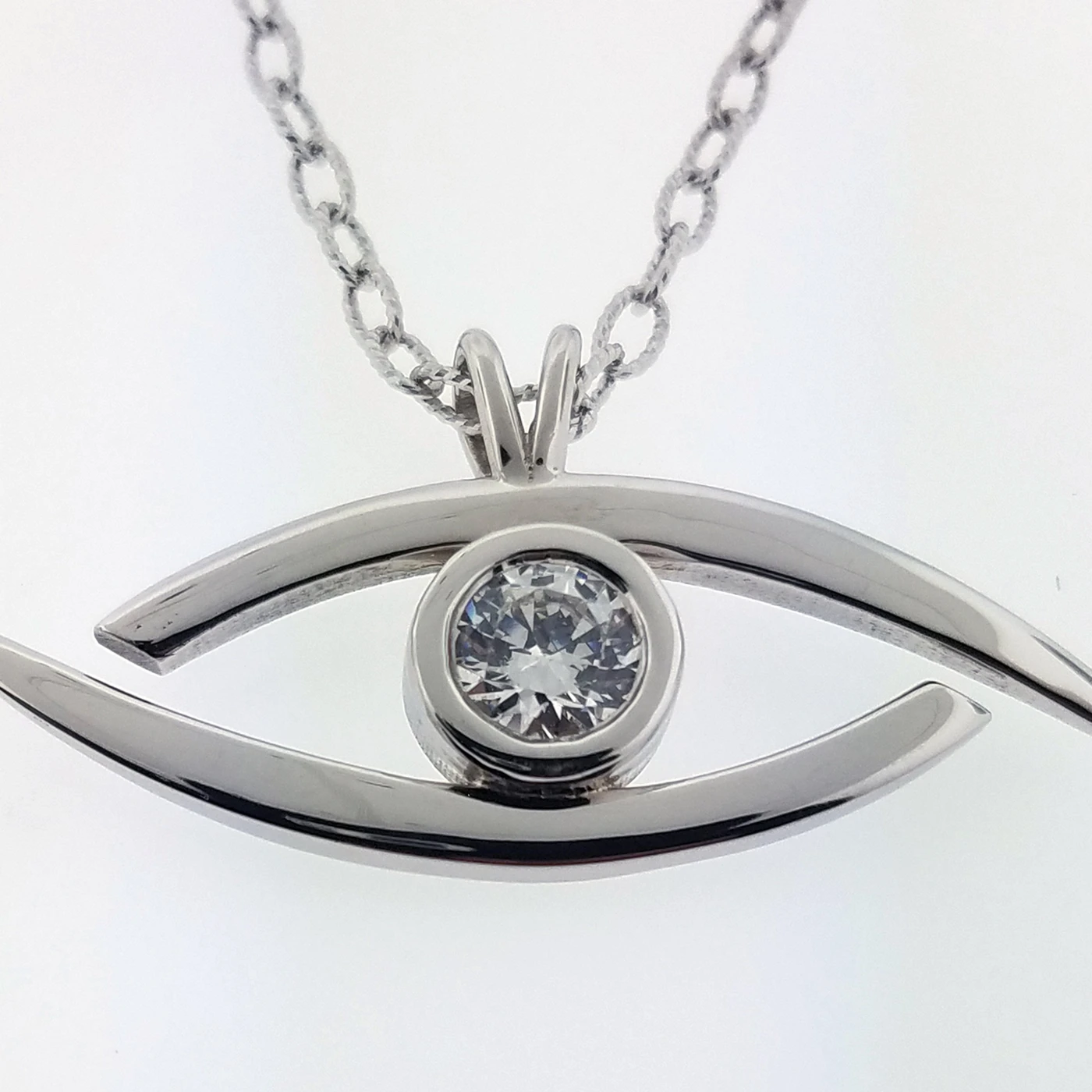 Serj Tankian "All Seeing Eye" - Pure Silver Pendant Dipped In 18K White Gold - (Elect The Dead Inspired) w/Autographed Jewelry Box
