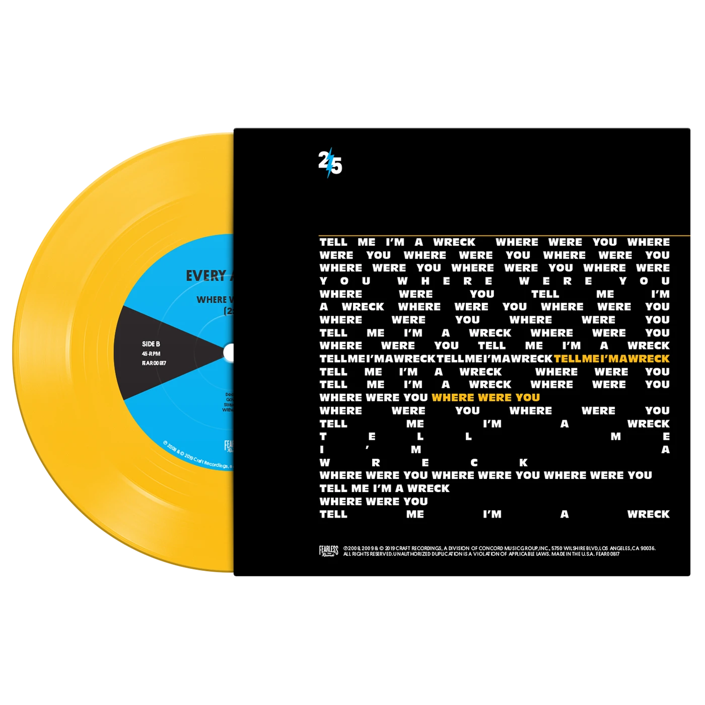 Every Avenue TELL ME I'M A WRECK 7" VINYL
