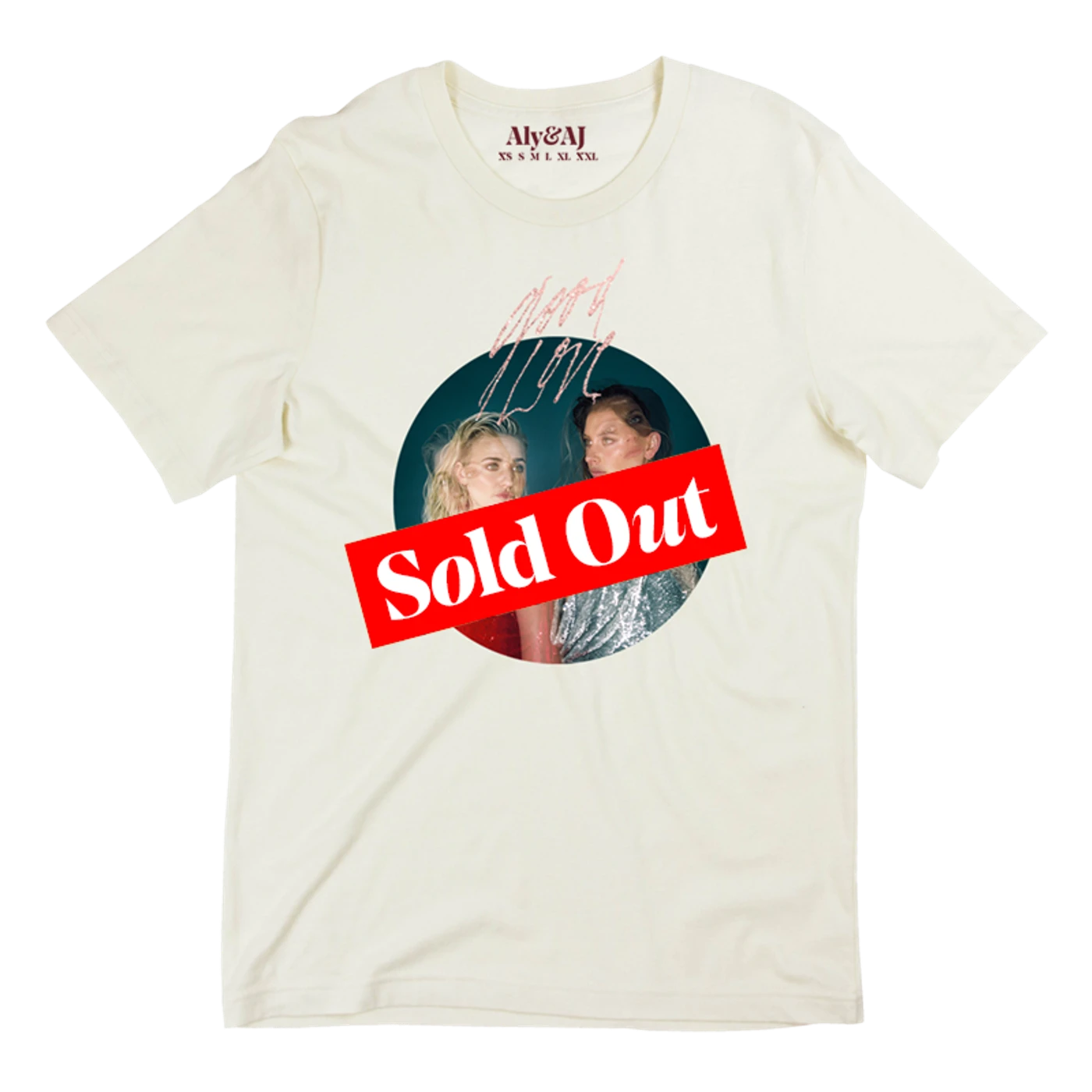 Aly & AJ Good Love Pink Sparkle Single Photo Ivory Tee