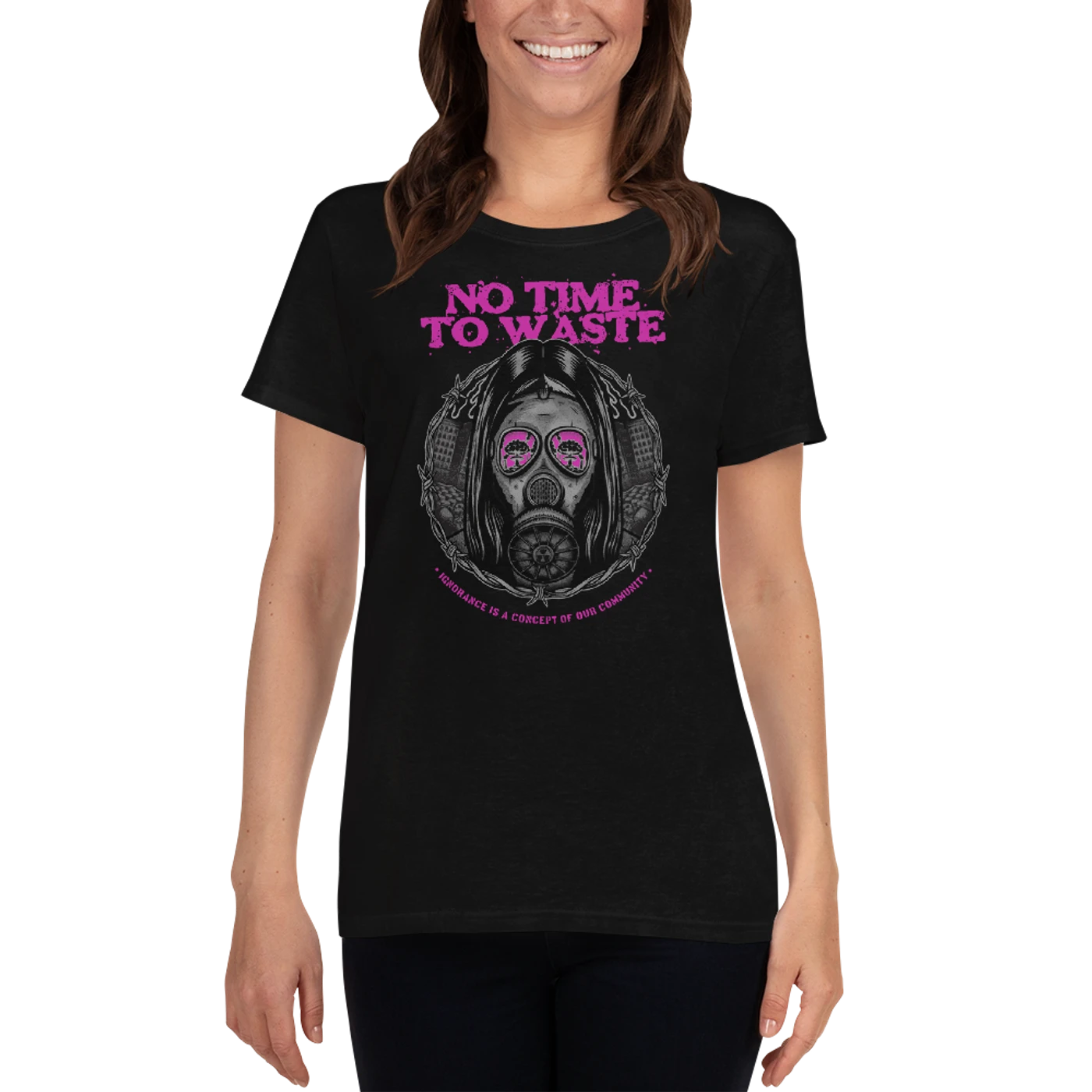 No Time To Waste N.T.T.W Toxic Pink Women's Short Sleeve T-Shirt