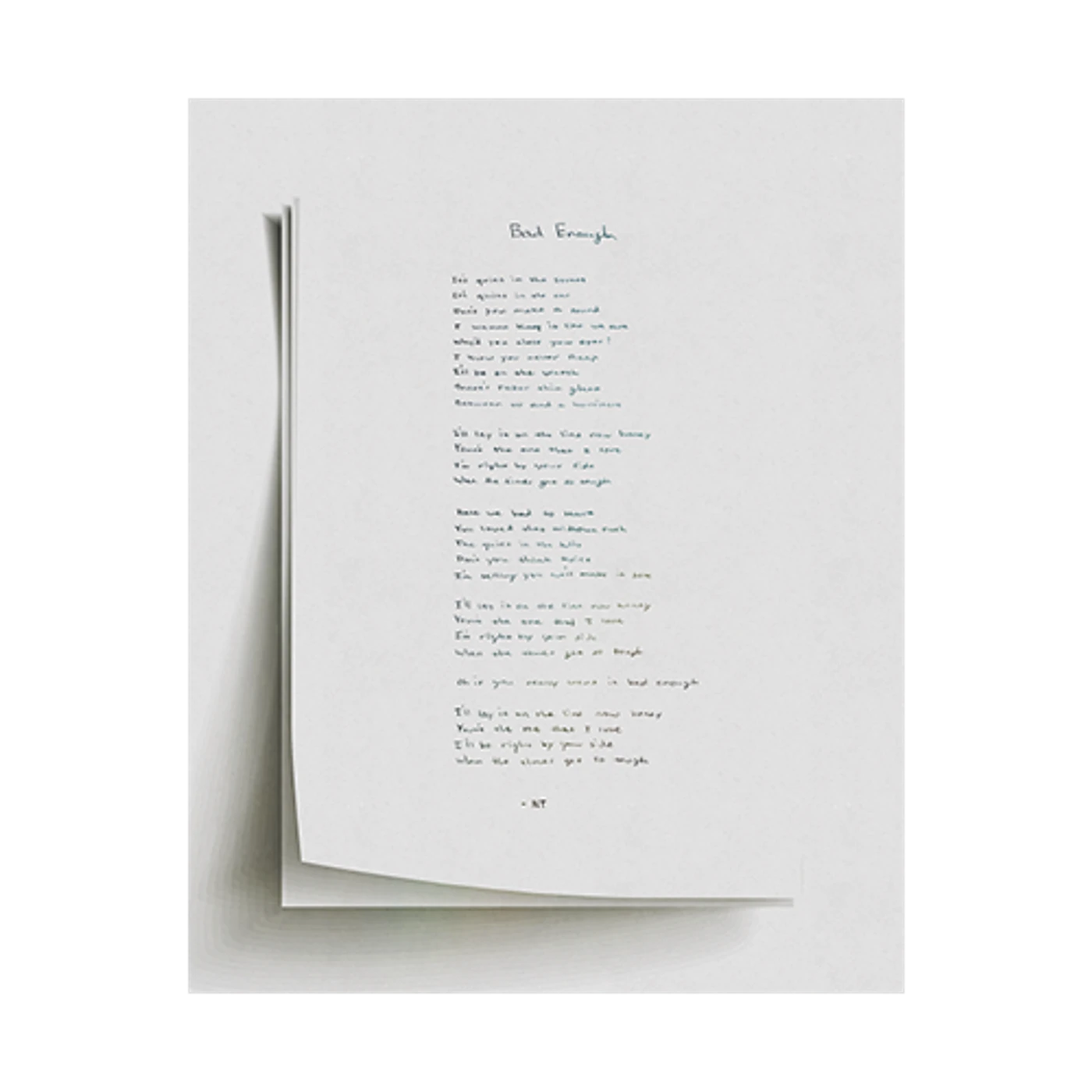 NIGHT TRAVELER Handwritten Lyrics