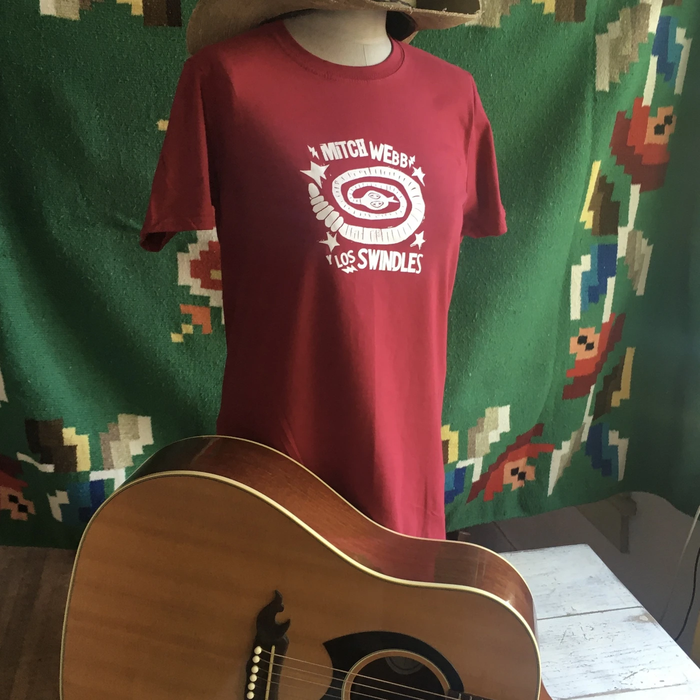 Mitch Webb and the Swindles Cardinal Red Swindle shirt with White Fantastico Snake logo!