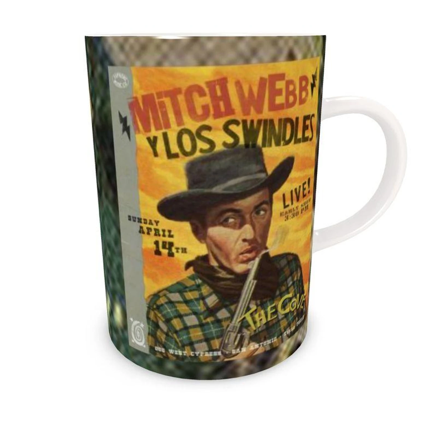 Live Show Poster Series (9 of 12) by H. Michael Karshis | Mitch Webb and the Swindles | Tall Bone China Mug