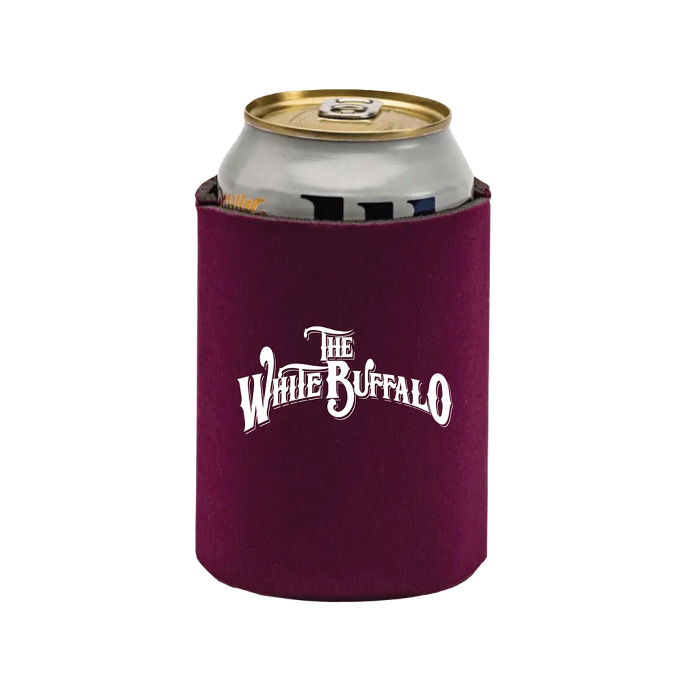 The White Buffalo Logo Maroon Can Cooler
