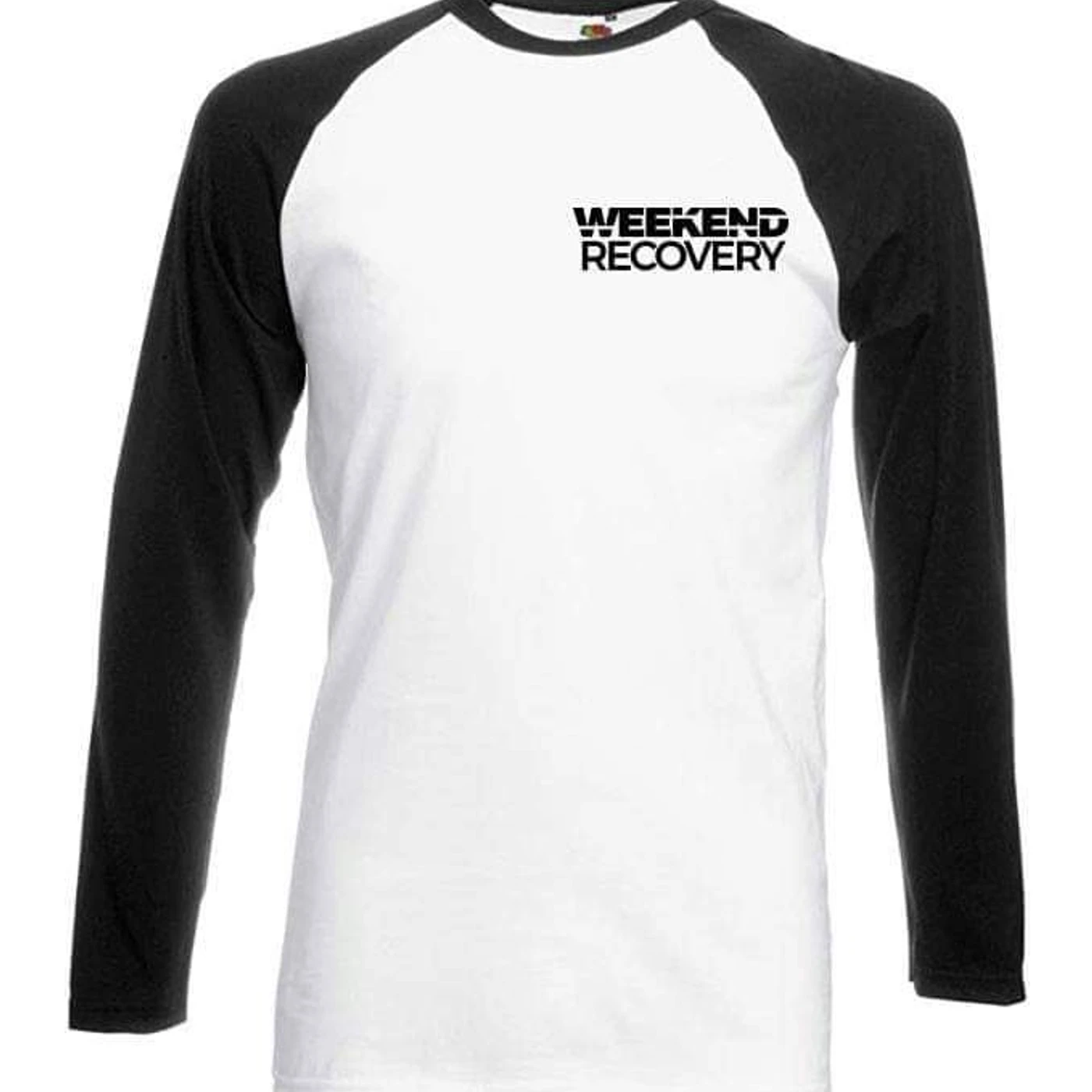 Weekend Recovery White Baseball Long Sleeved w/ Back Print