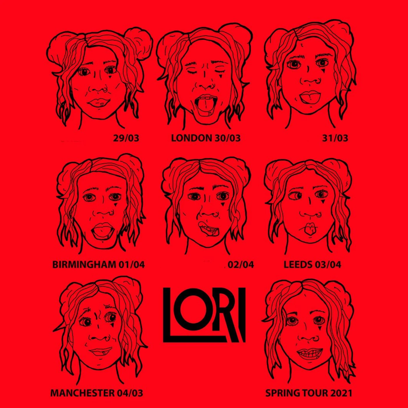 Lori - S / M / L - 2021 Tour Dates T-Shirt in Red w/ Back Print