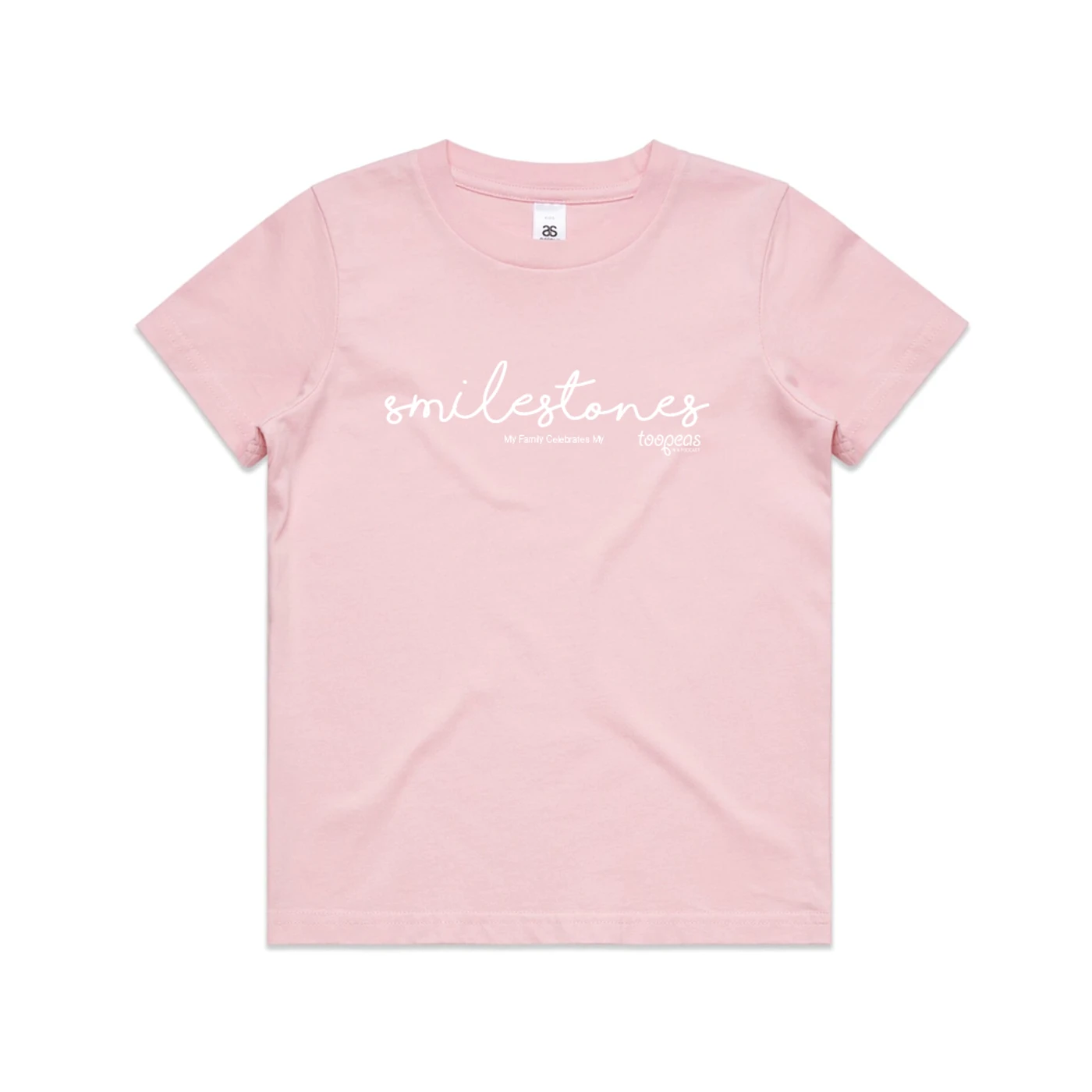 Too Peas In A Podcast Smilestones Kids T-Shirt (Pink)