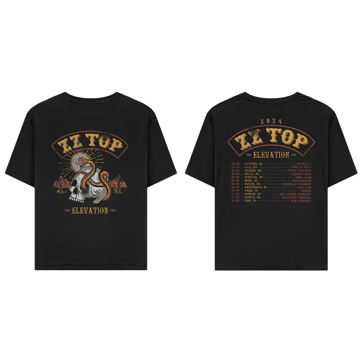 ZZ Top Elevation EU & UK 2024 Tour T-Shirt