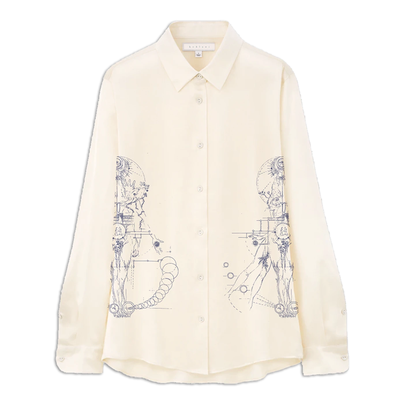 Kehlani blue water map oversized cotton poplin shirt