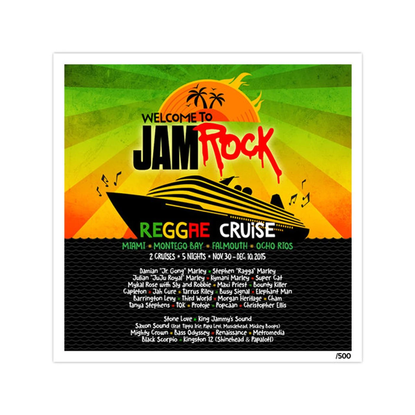 Welcome To Jamrock 2015 "Reggae Cruise" Event Litho Poster