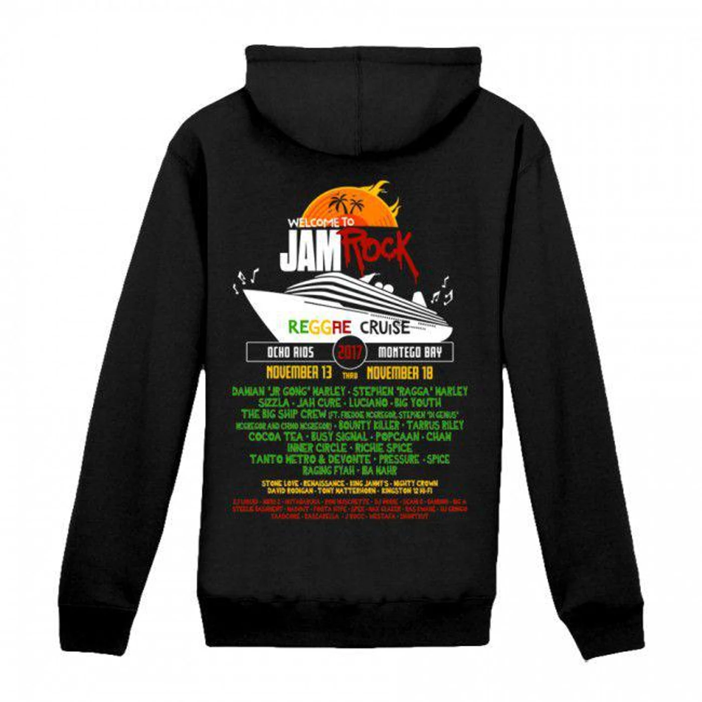 Welcome To Jamrock 2016 "Reggae Cruise" Black Event Zip Hoodie
