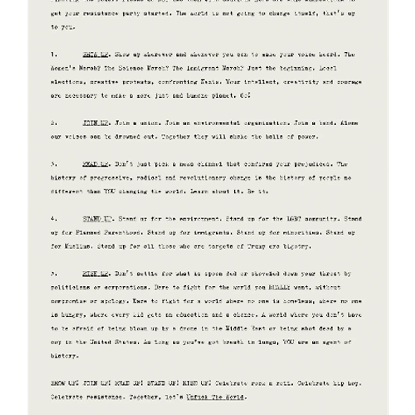 Prophets Of Rage Revolution Starter Letter-11"x17"