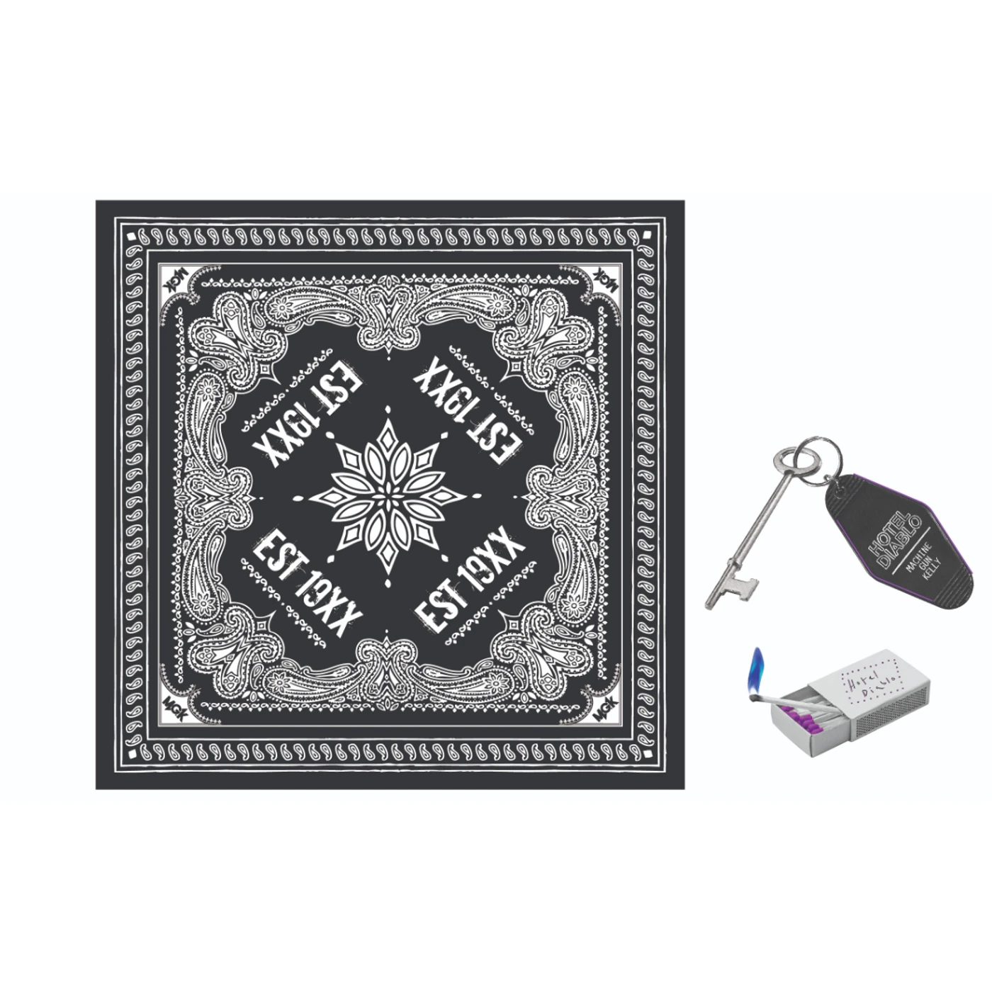Machine Gun Kelly Hotel Diablo Stickers, EST 19XX Bandana & Hotel Diablo Digital Album Download