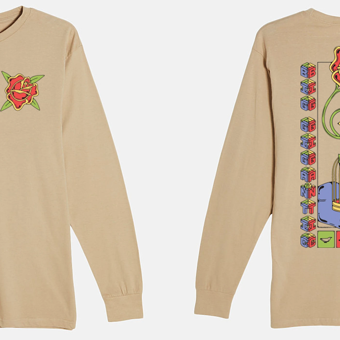 Big Gigantic "Free" Tan Long Sleeve