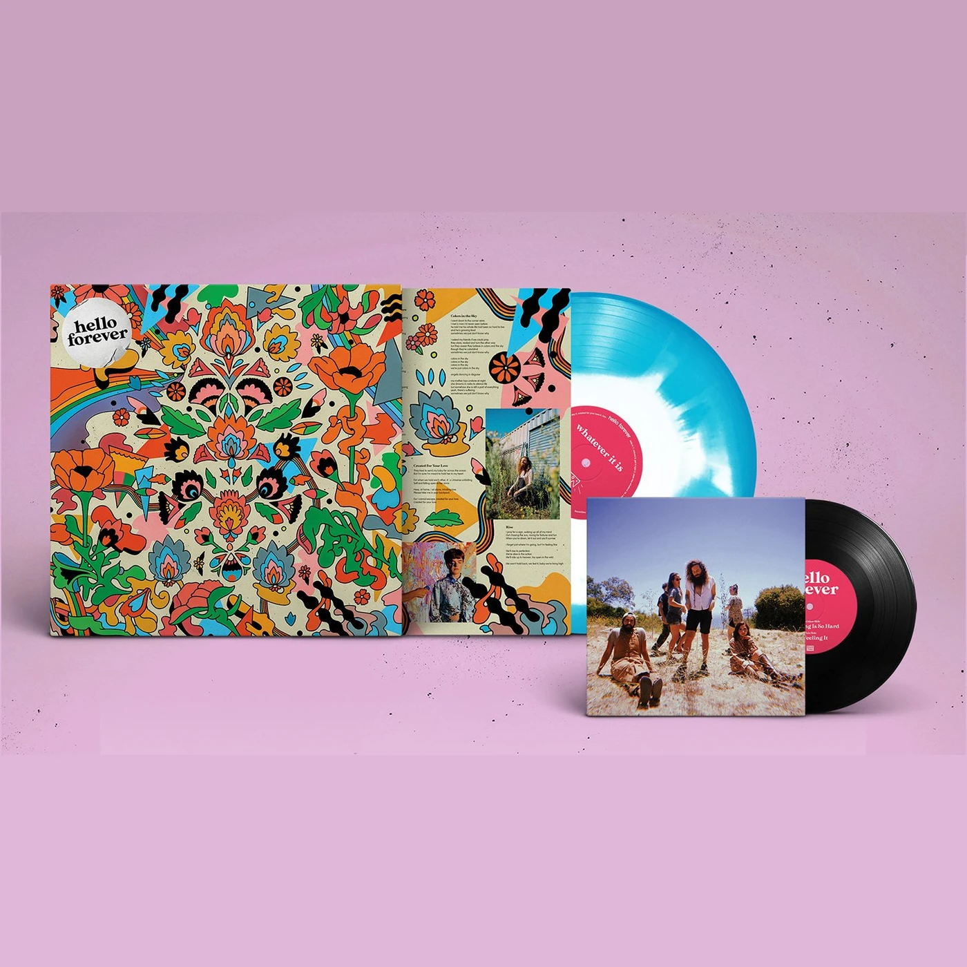 Hello Forever Whatever It Is LP (Pacific Blue & White Ink Spot Vinyl) + Bonus 7"