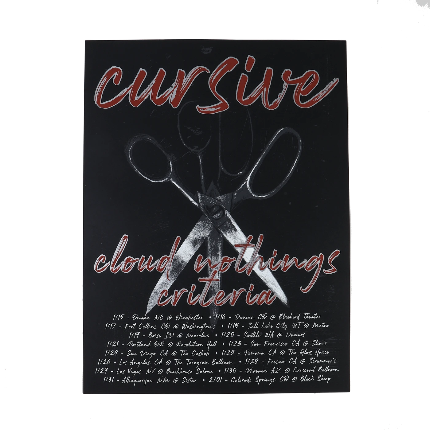 Cursive | Cursive + Cloud Nothings + Criteria Tour Poster