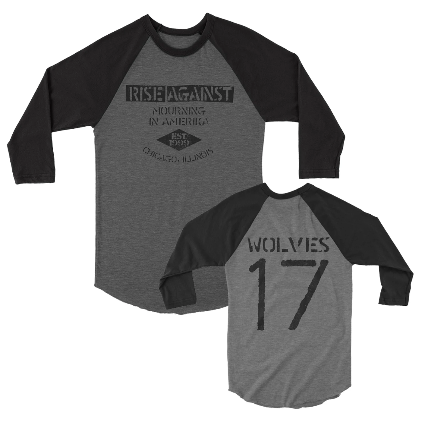 Rise Against Mourning In Amerika Raglan (Grey/Black)