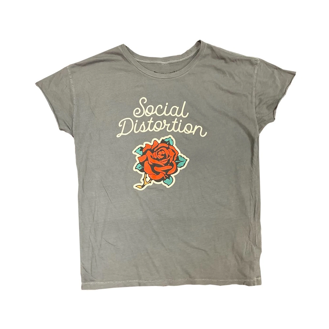 Social Distortion Cursive Rose Juniors T-Shirt (Heather Grey)