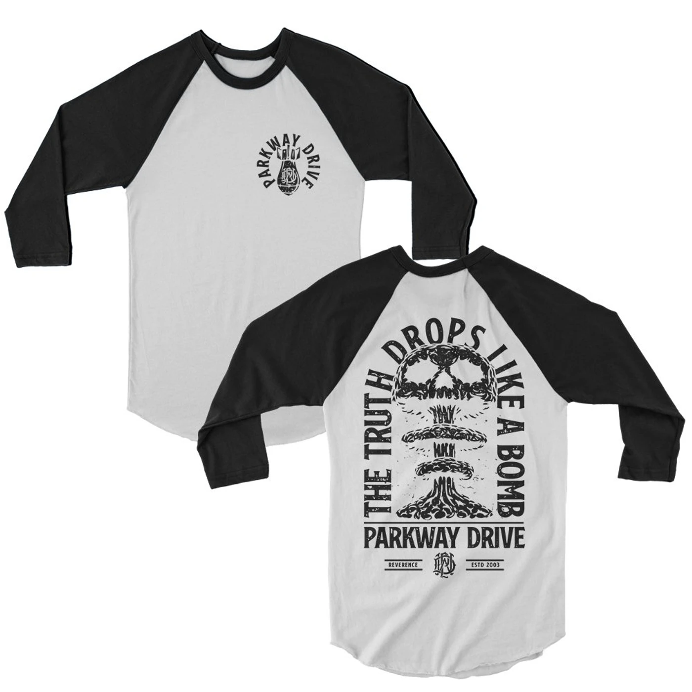 Parkway Drive Bombs Raglan (Black/White)