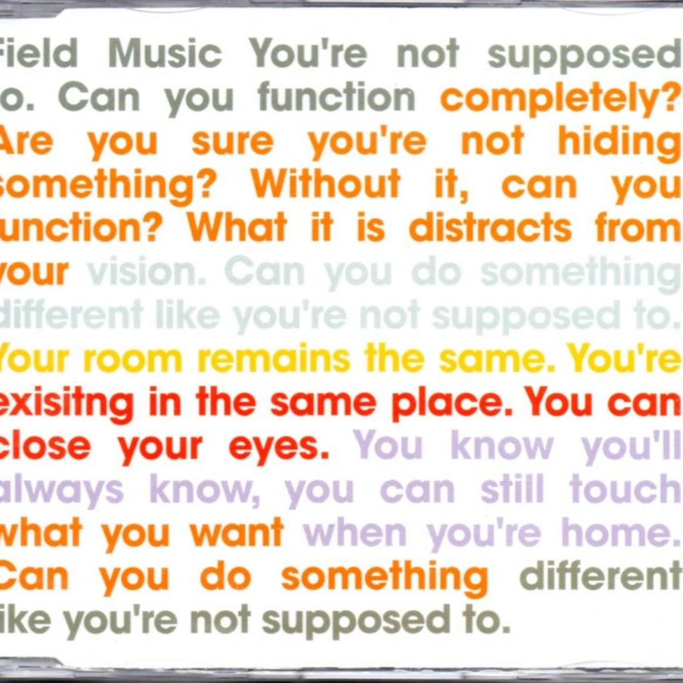 Field Music / You're Not Supposed To - CD Single