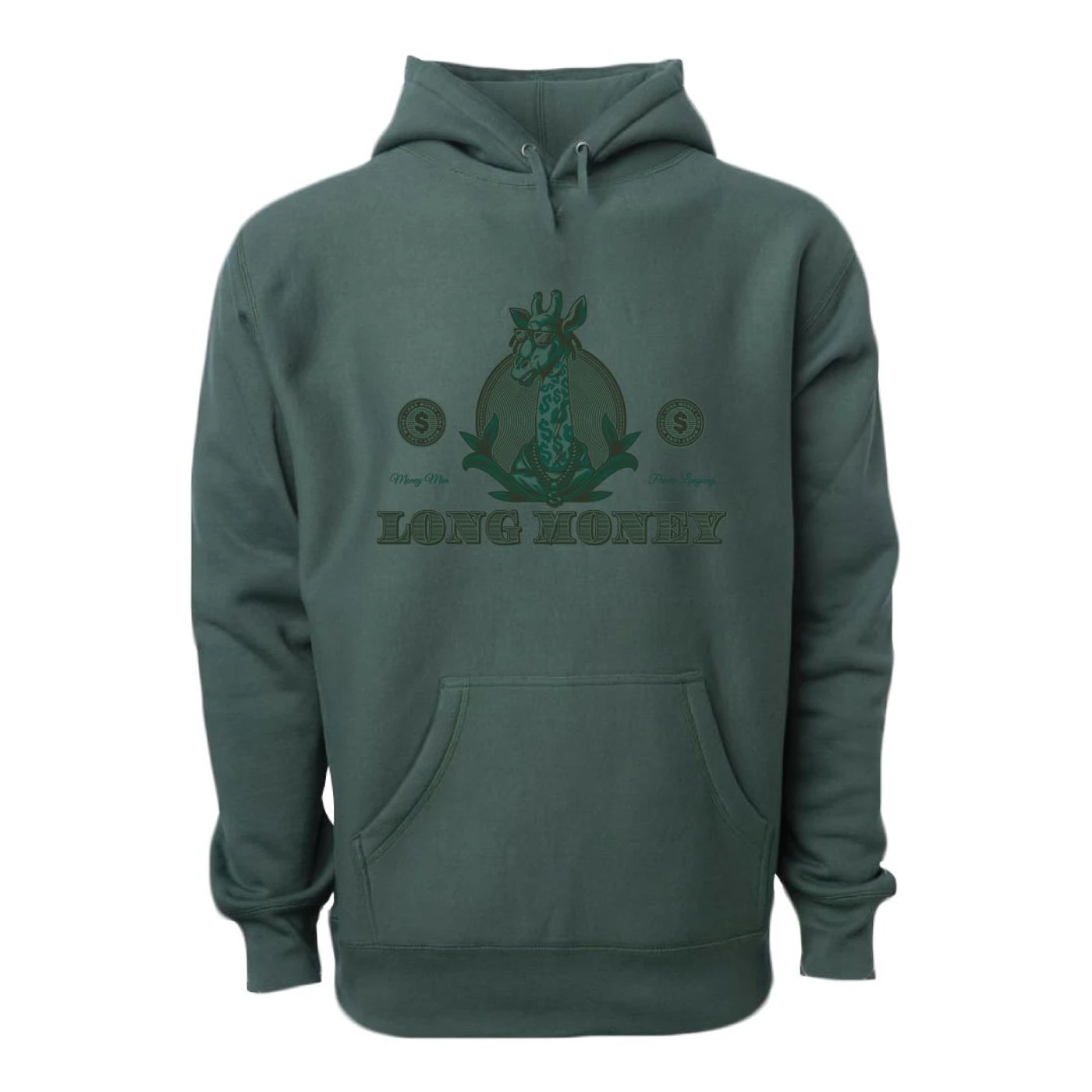 Money Man Long Money- Dark Green Hoodie