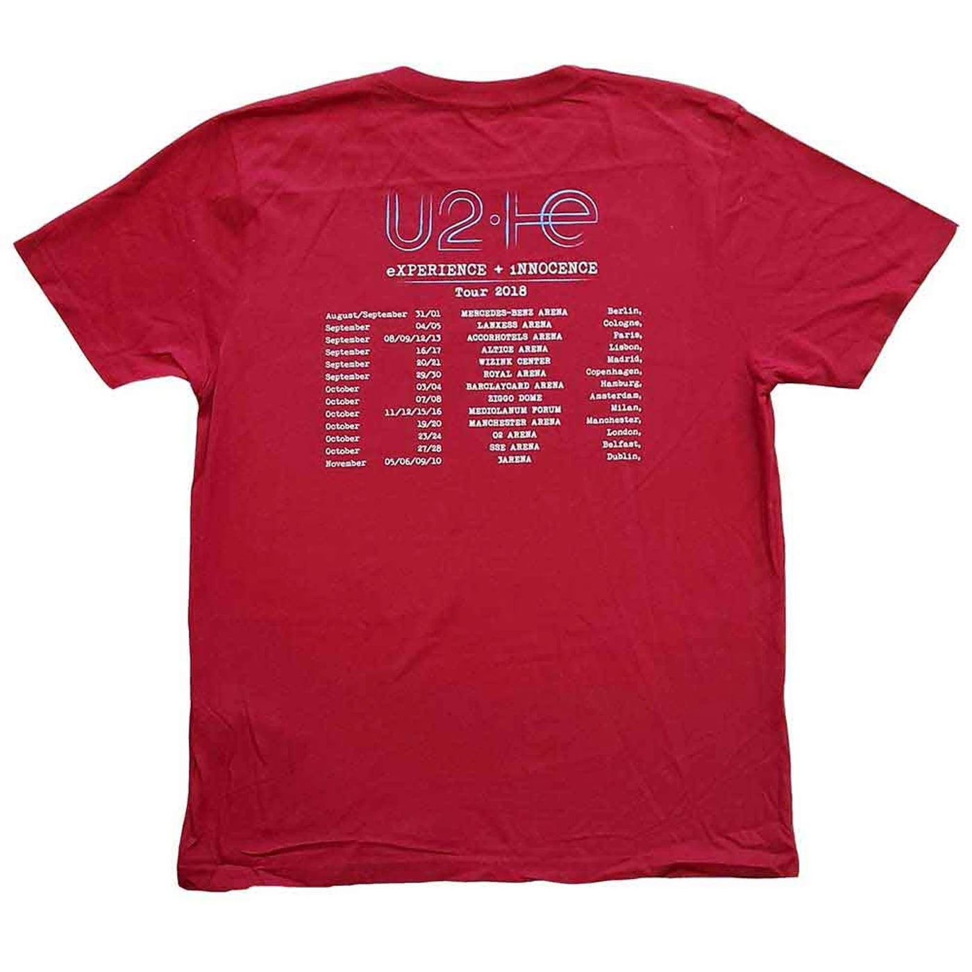 U2 T Shirt - E+I 2018 Tour Dates