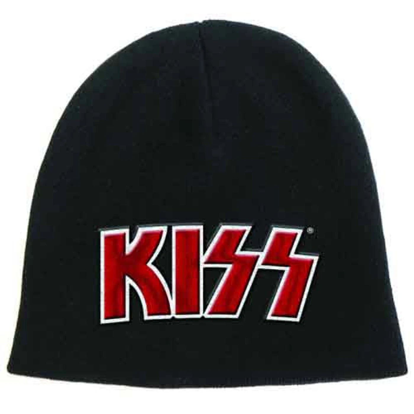 Kiss Beanies - Red On White Logo Puff Embroidered Cotton