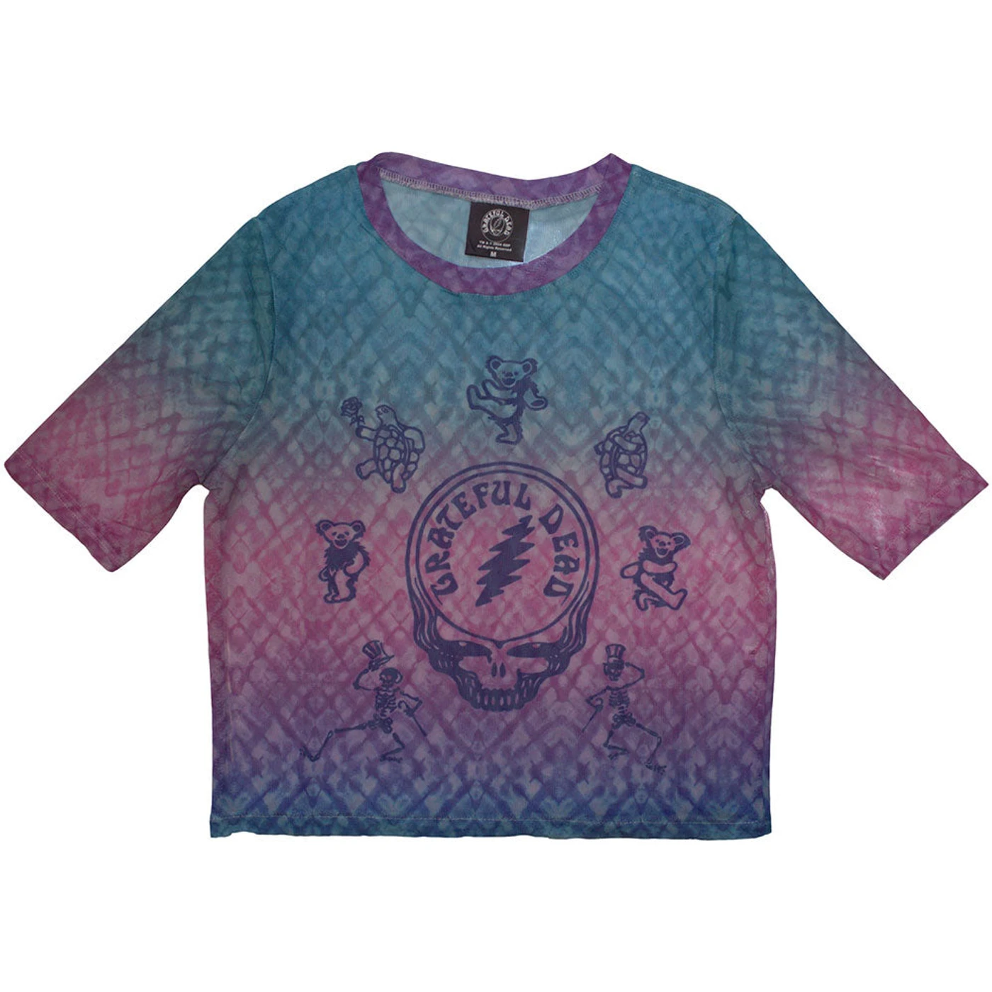 Grateful Dead Women's Mesh Short Sleeve Crop Top - Dead Egyptian Gradient