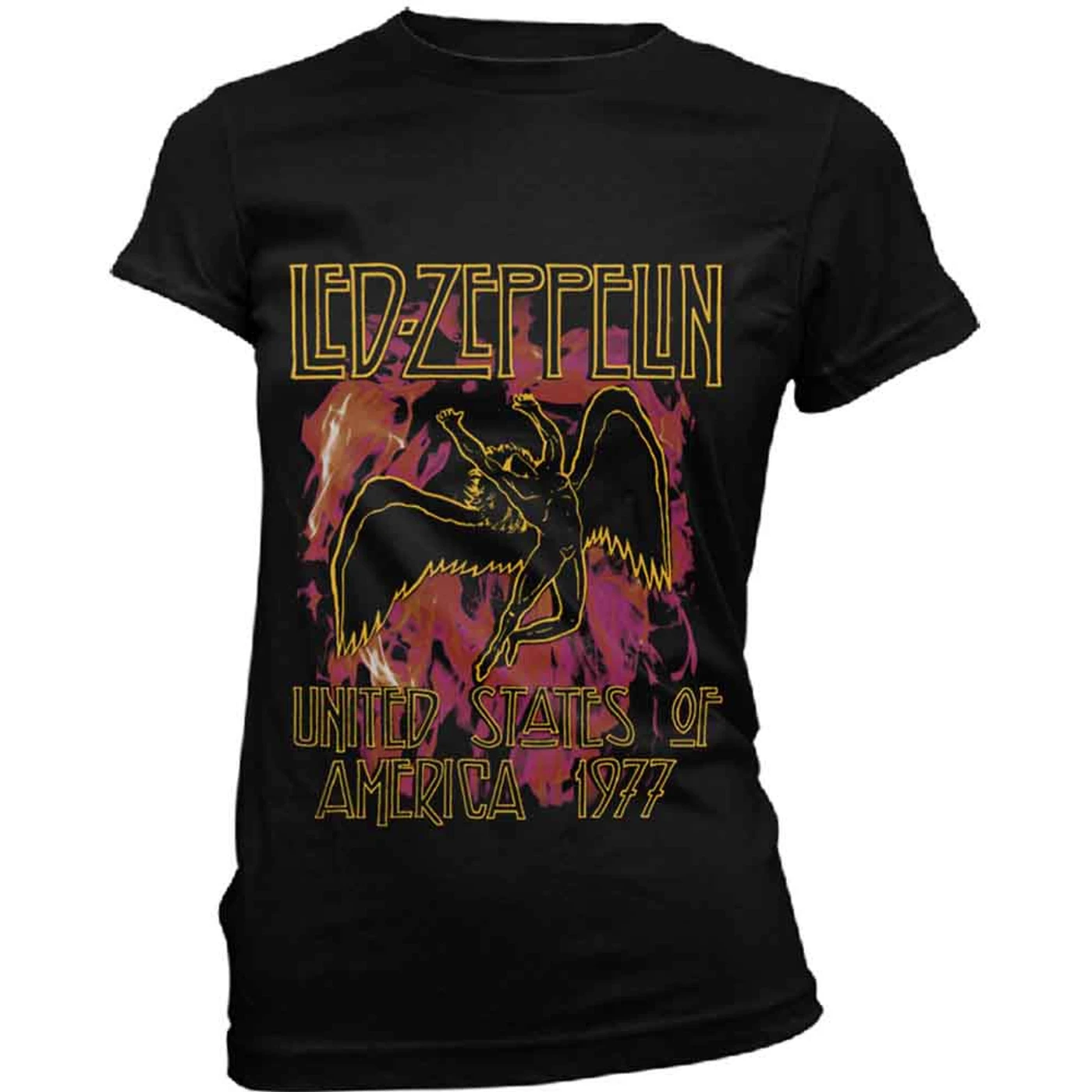 Led Zeppelin Woman's T Shirt - Black Flames