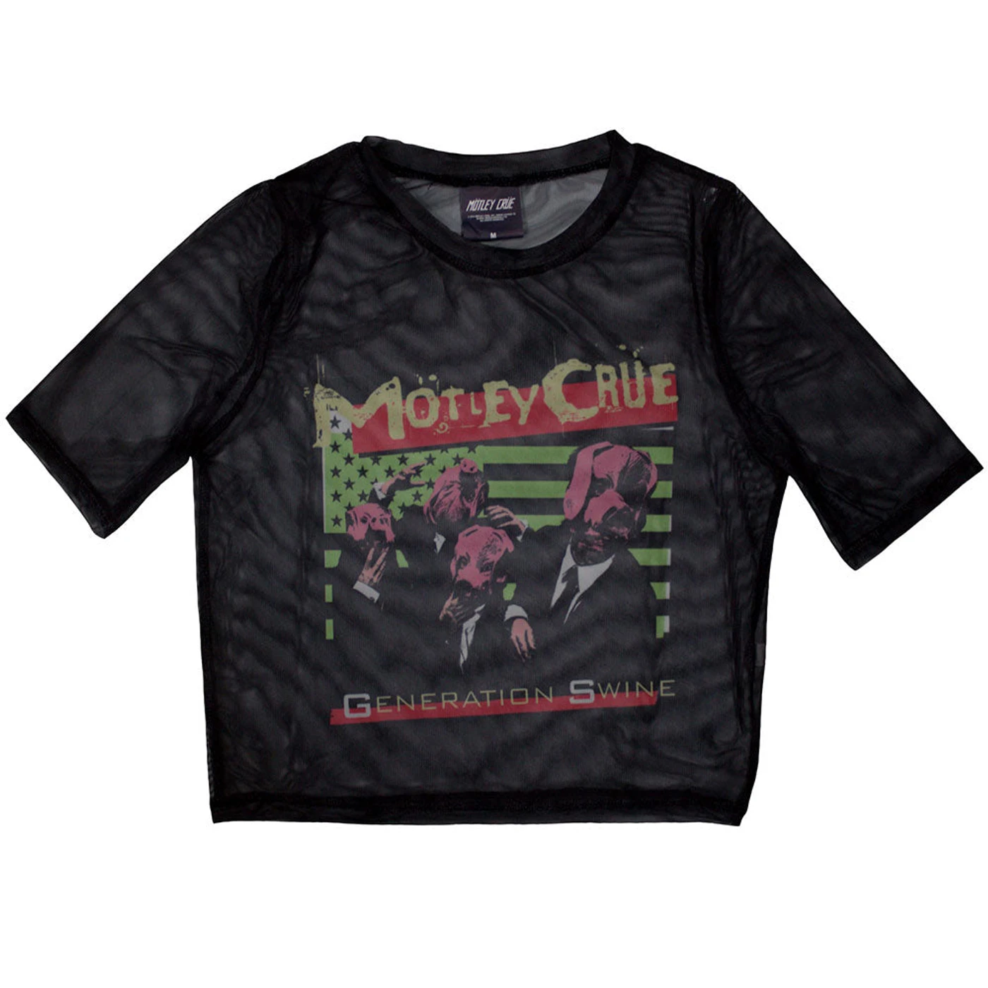 Mötley Crüe Women's Mesh Short Sleeve Crop Top - Generation Swine