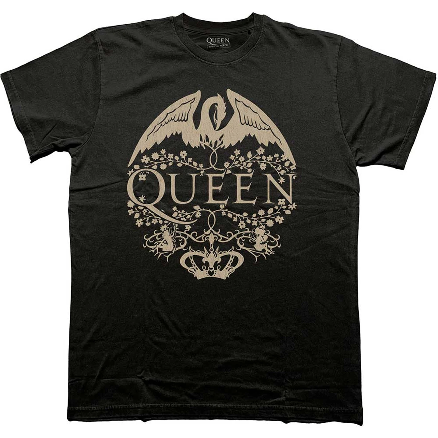 Queen T Shirt - Floral Crest Mono