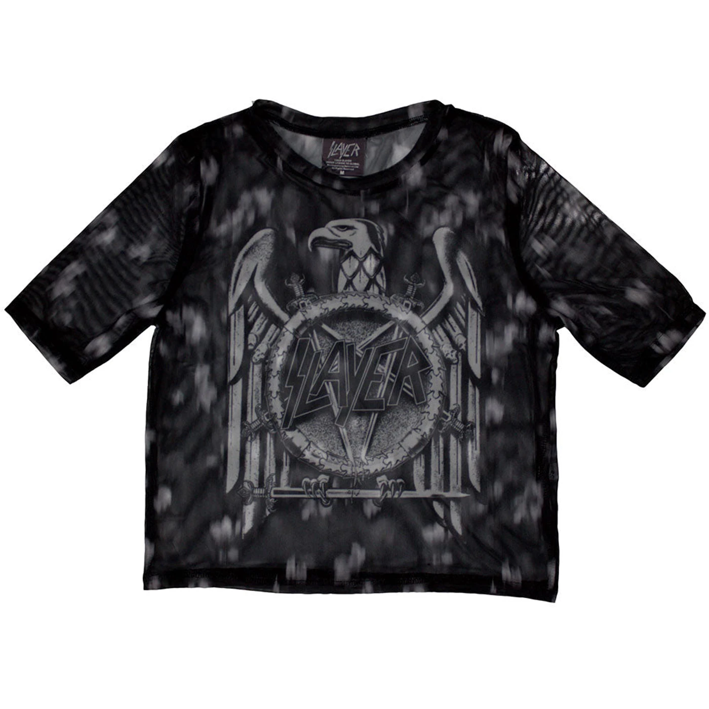 Slayer Women's Mesh Short Sleeve Crop Top - Mono Eagle