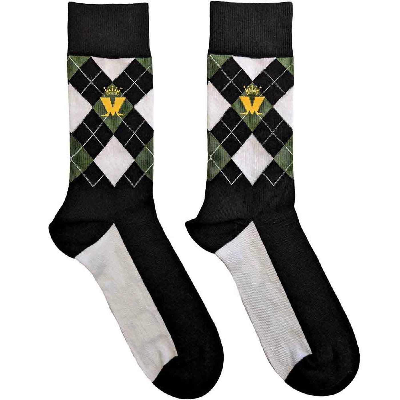Madness Ankle Socks - Crown & M Green Diamond