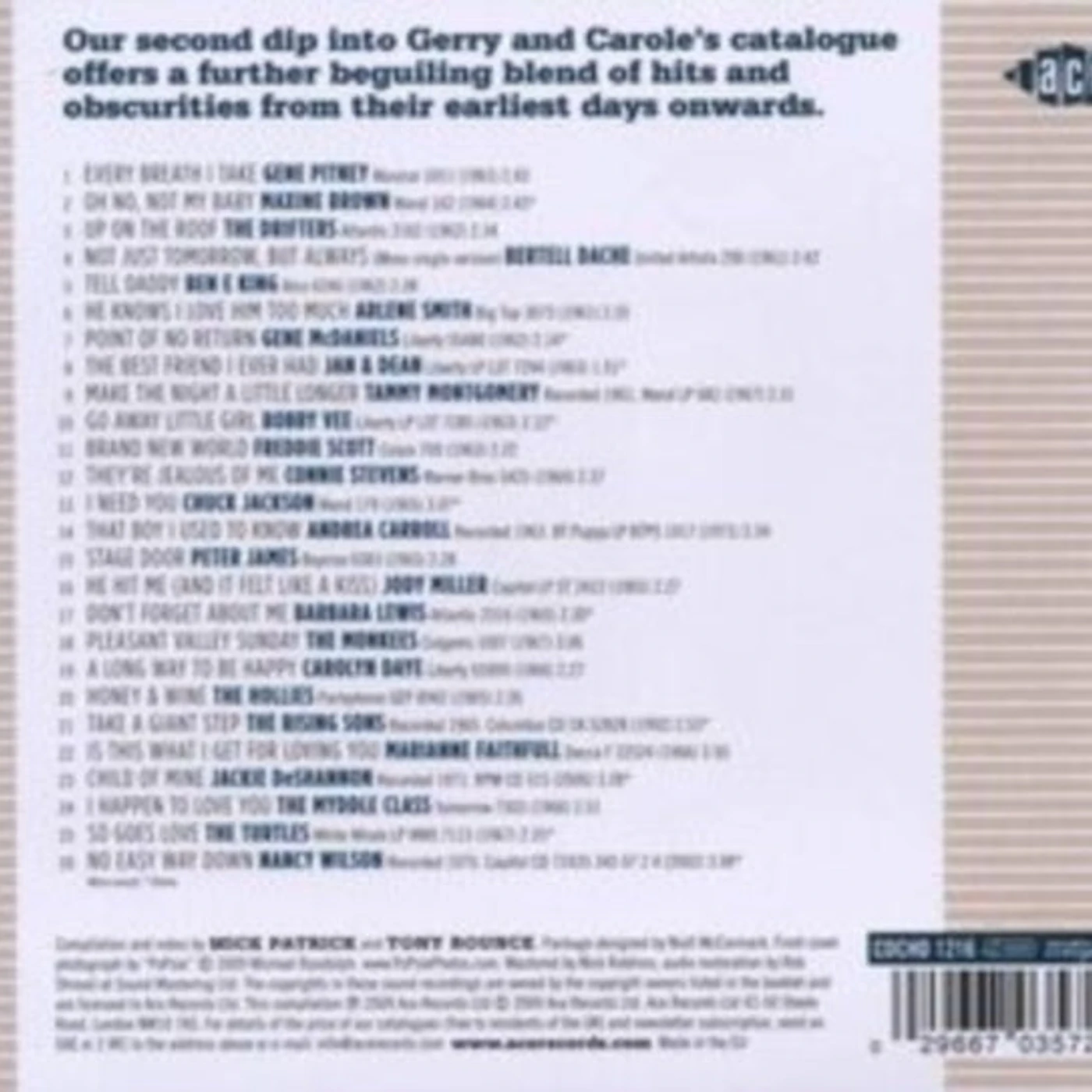 Various Artists CD - Honey & Wine - Another Gerry Goffin & Carole King Song Collection