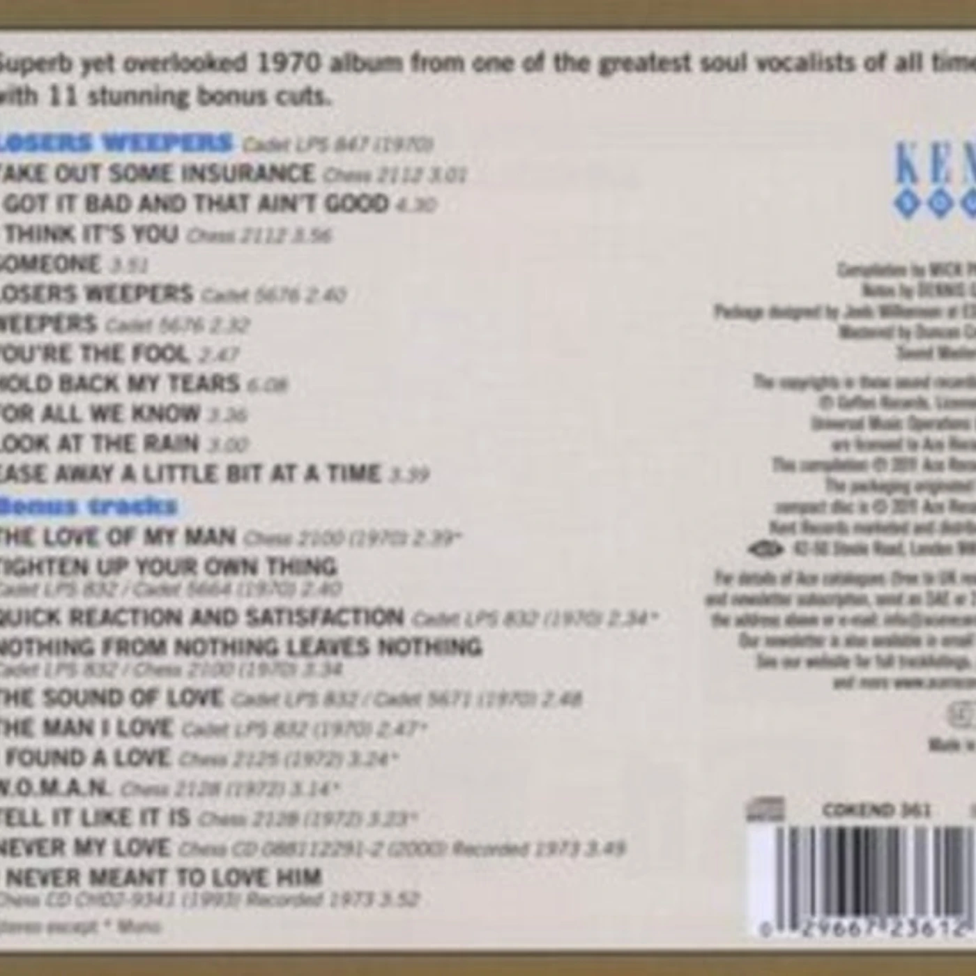 Etta James CD - Losers Weepers
