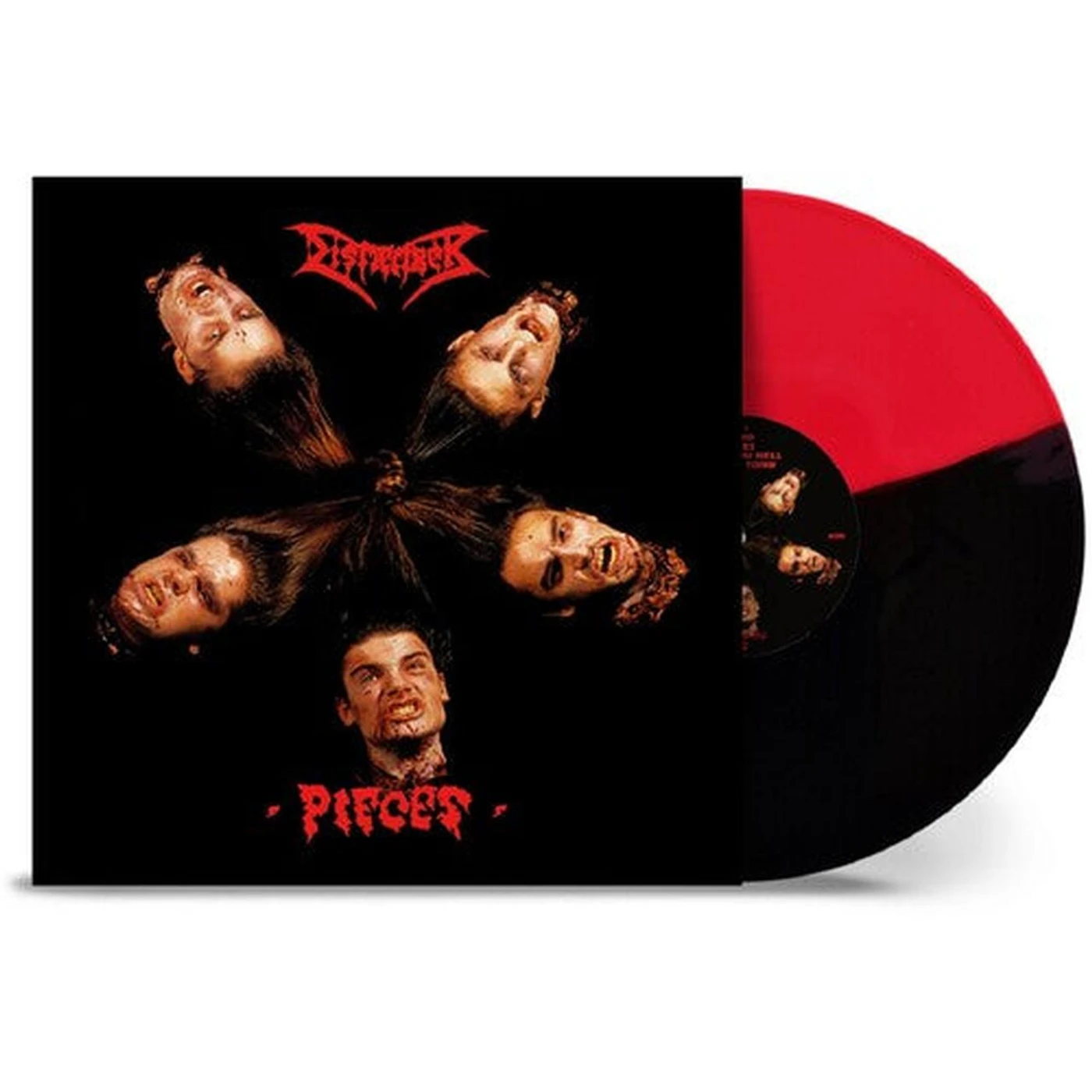 Dismember LP Vinyl - Pieces - Red & Black Split (Blk) (Colv) (Red)